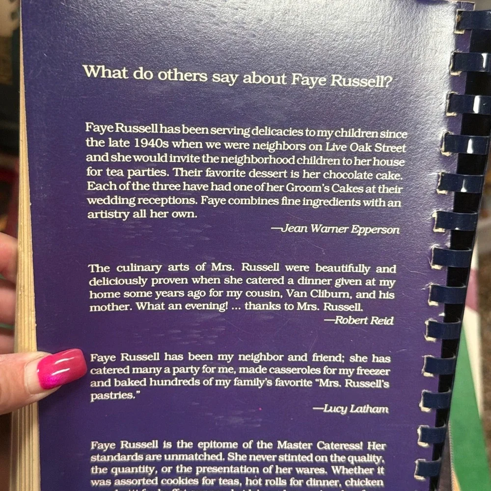 Faye Russell's Foods with a Flair Cookbook 1991 Spiral Bound 2nd Print Recipes